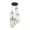 Pięciopunktowa lampa wisząca Lucide AURELIE 21442/15/10 w kolorze złoto-czarnym, nowoczesne cylindryczne klosze wykonane z metalu, styl elegancki.